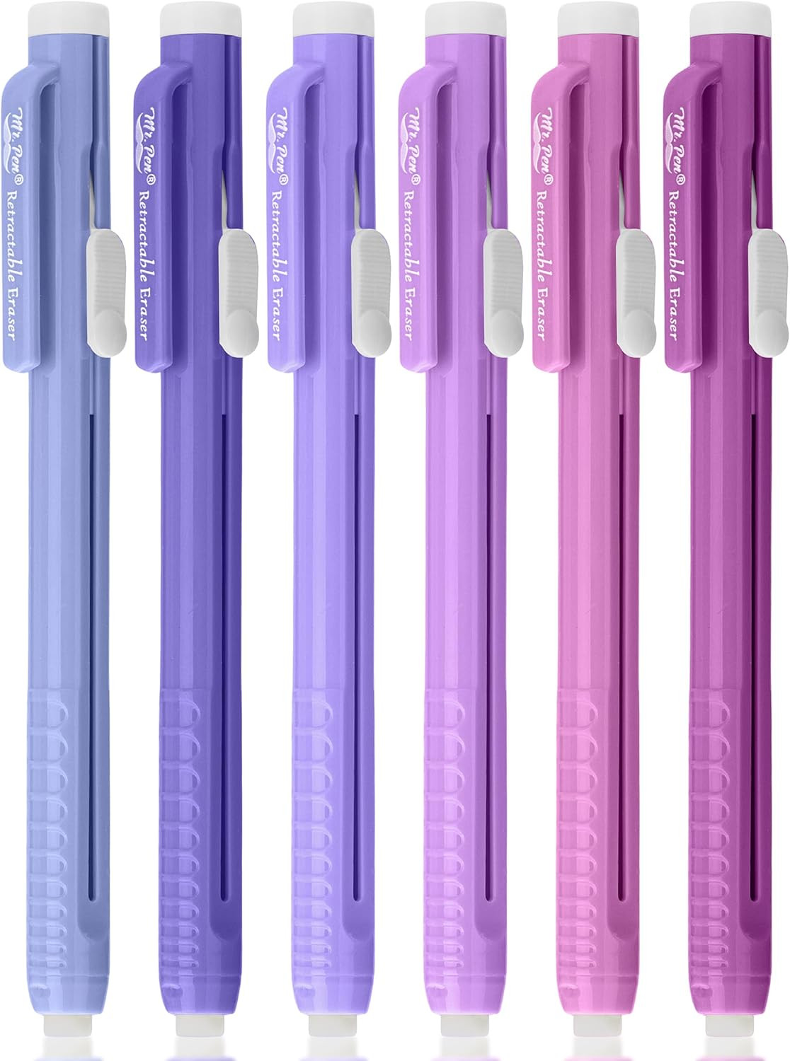 – Retractable Mechanical Eraser Pens, 6 Pack, Twilight Colors | Latex-Free Preci
