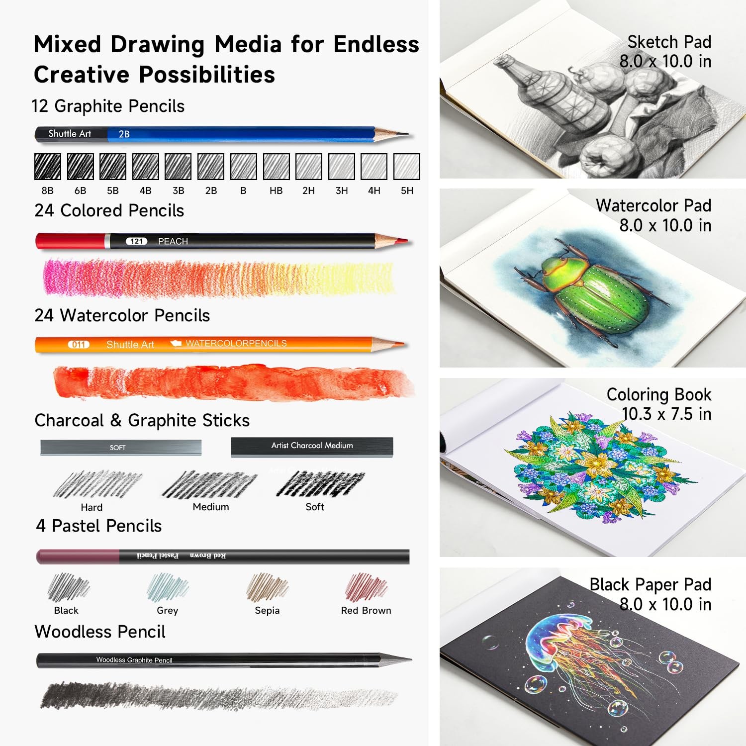 Shuttle Art 116 PCS Drawing Kit, Professional Supplies 116, 116 Pack