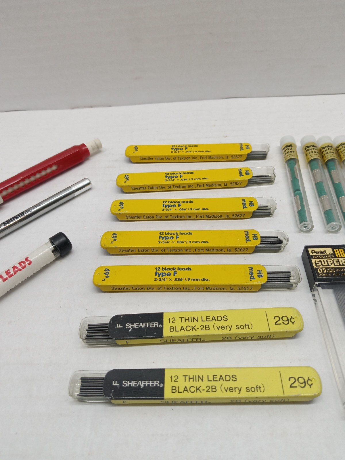 Vintage Pencil Lead And Erasers Lot Mixed Brands Sheaffer Listo Eagle Pentel