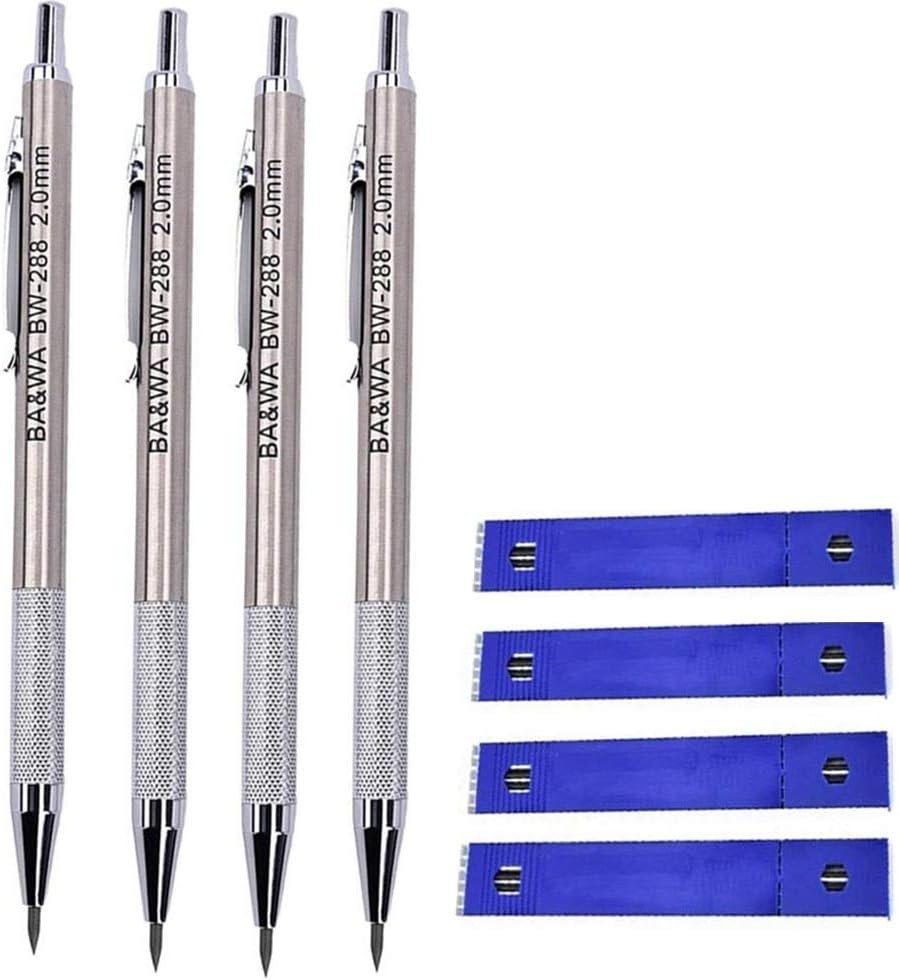 4 Pack 2.0 mm Lead Holder Metal Mechanical Pencil Automatic Mechanical Drafti