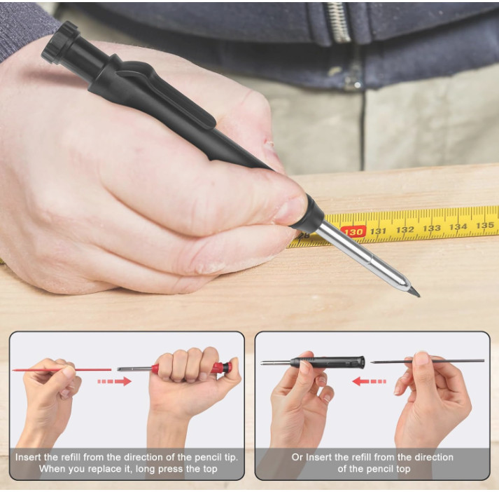 2 Pack Carpenter Pencils Mechanical Pencils with 12 Refills, Construction Pen…