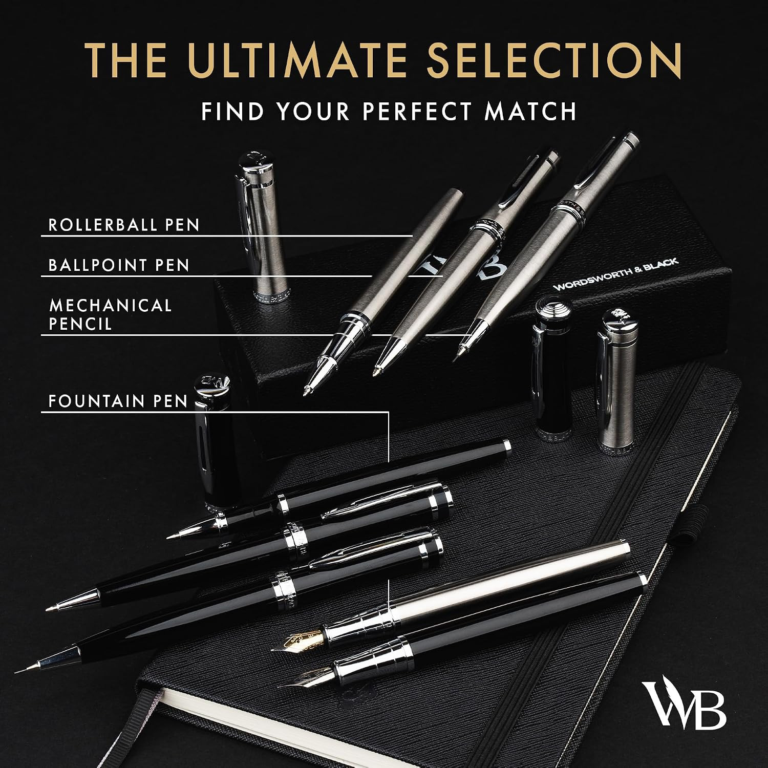 Wordsworth and Black Mechanical Pencil Graphite Lead- Stunning Luxury Metal Penc