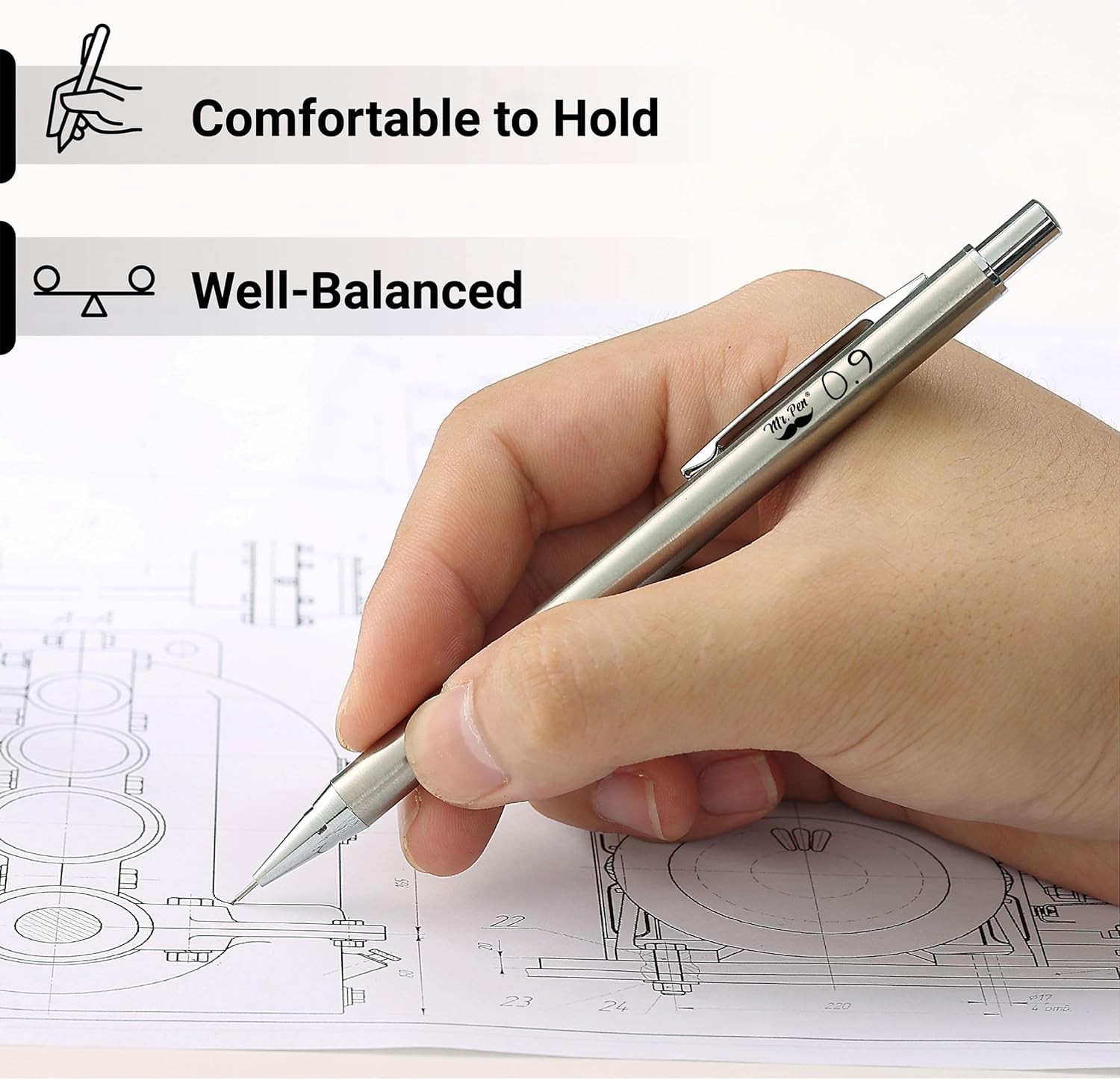 Elegant 0.9mm Mechanical Pencils Metal Design – Effortless Writing Experience