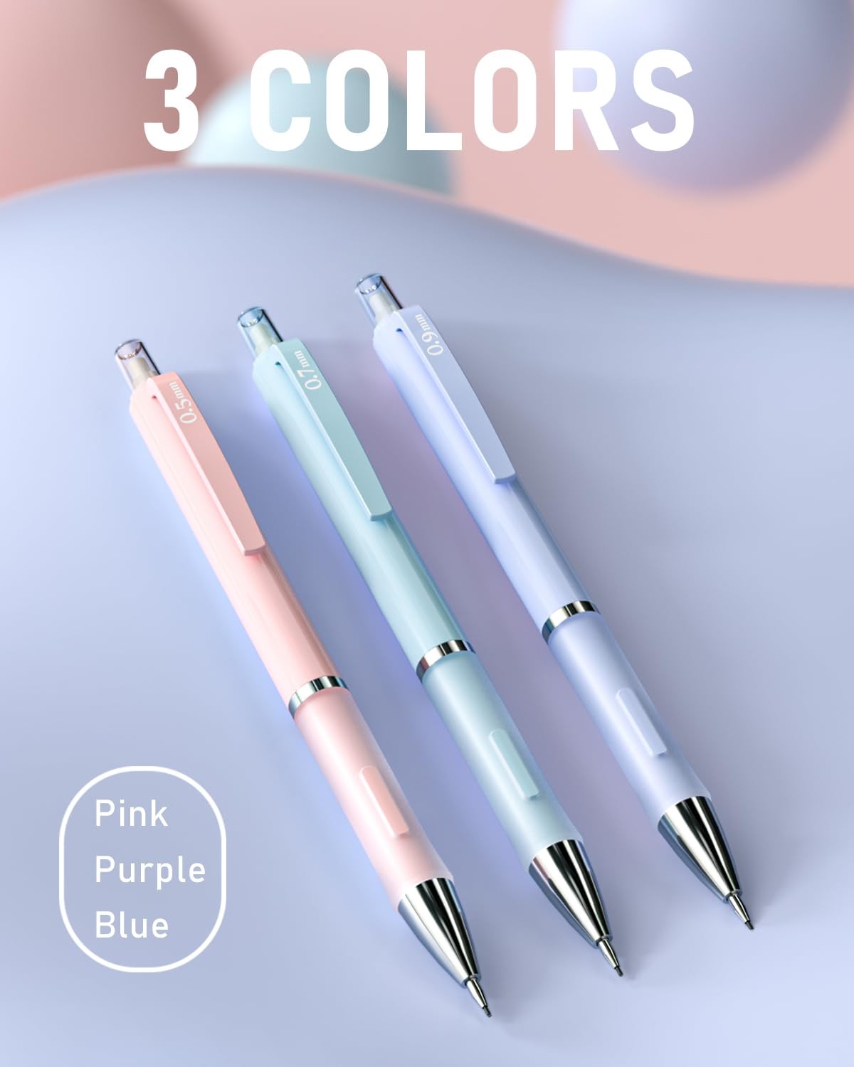 Nicpro 6PCS Pastel Mechanical Pencil Set, Cute Pencils Pink,Purple
