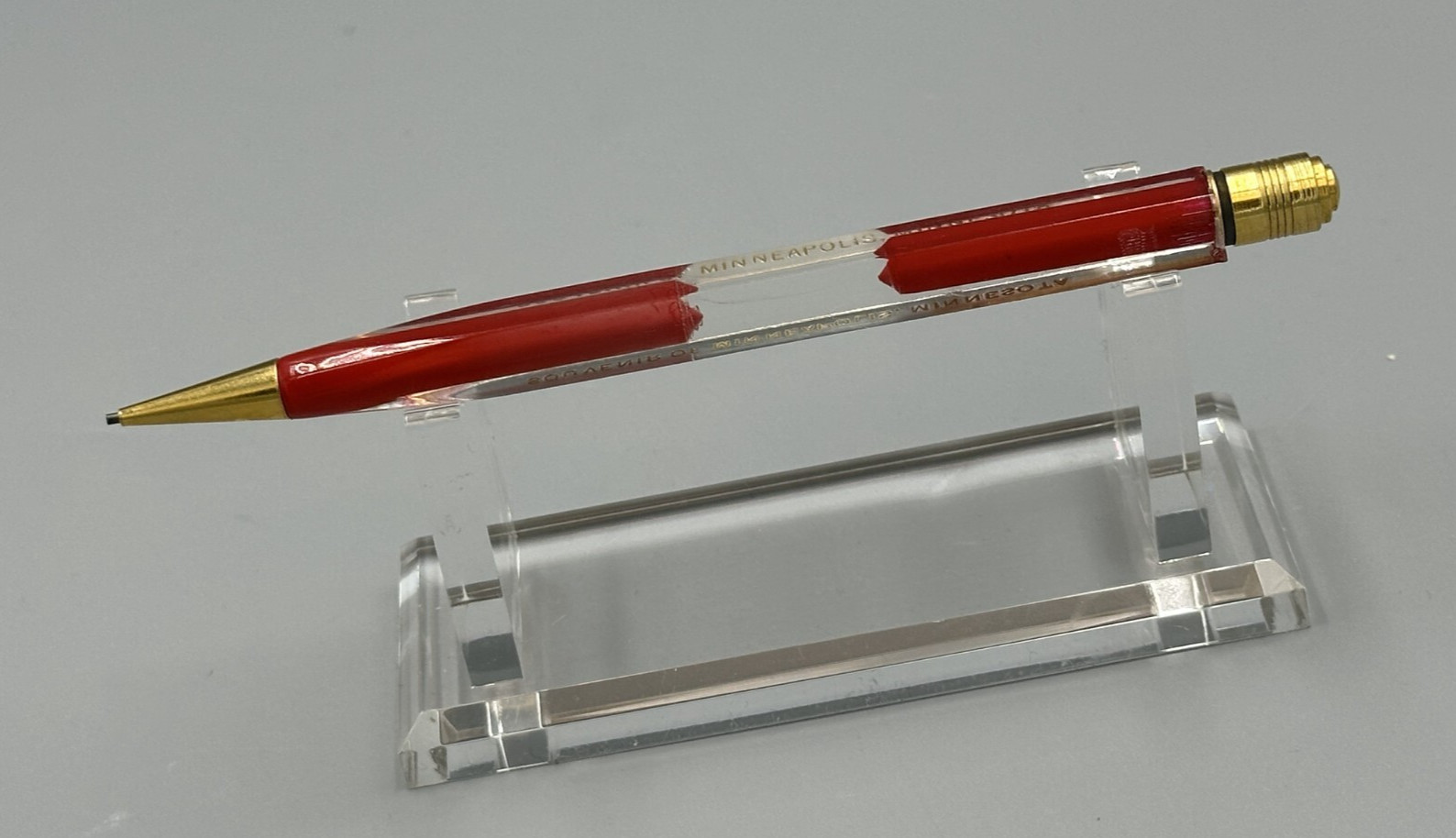Vintage HA-WI-AN Lucite MINNEAPOLIS SOUVENIR Advertise Square Mechanical PENCIL