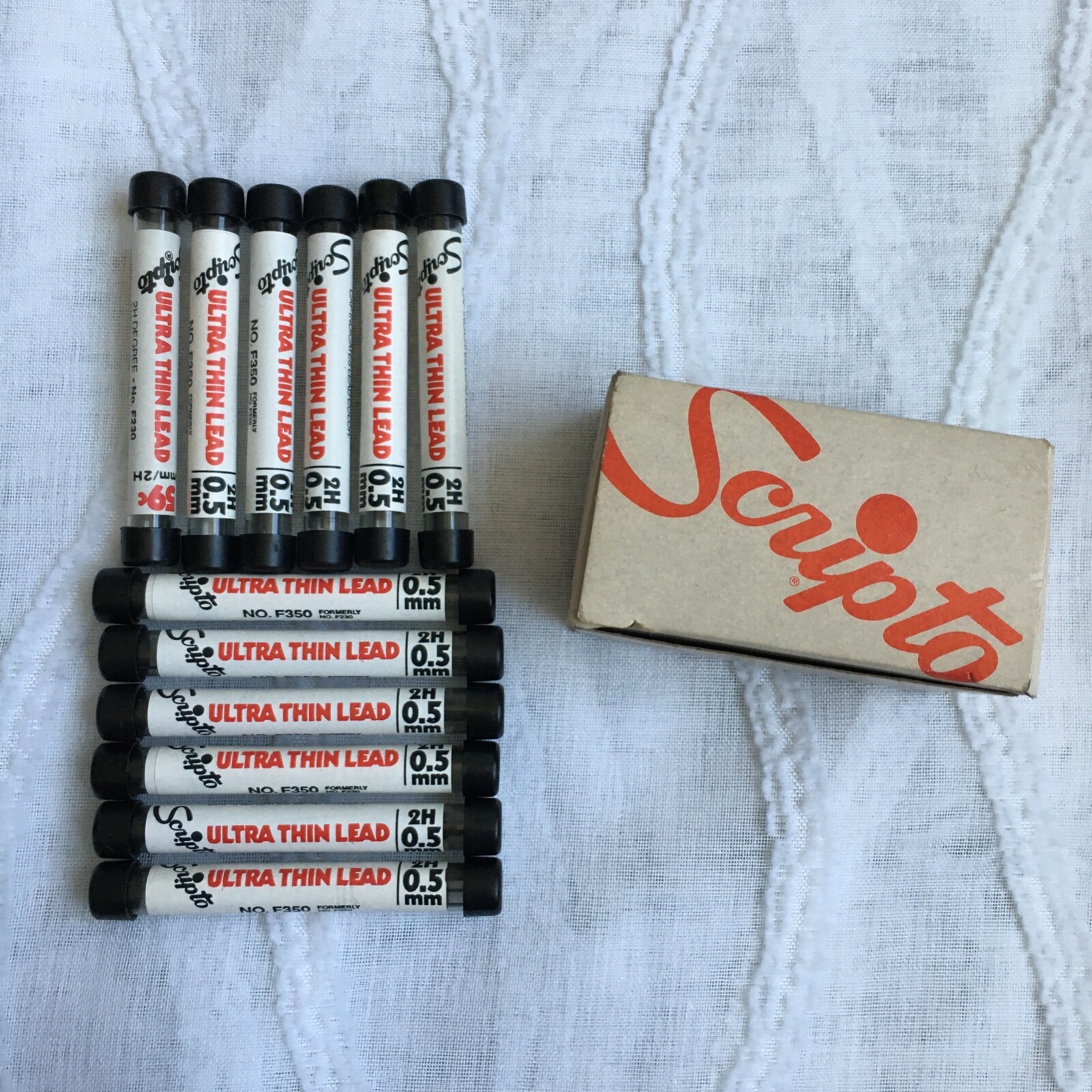 VTG Scripto Ultra Thin Lead 0.5mm 2H 12 Tubes F230 F350 Japan Made NEW NOS NIB