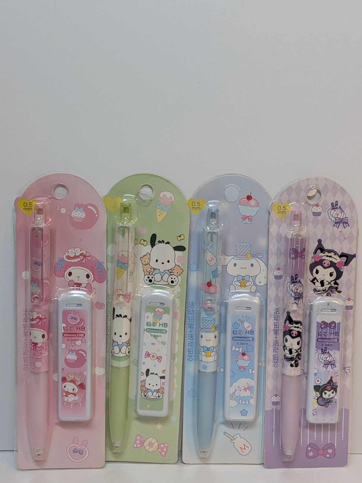 Lot x 4 Sanrio Mechanical Pencils w/Refill Lead Packs 0.5mm Kuromi My Melody NEW
