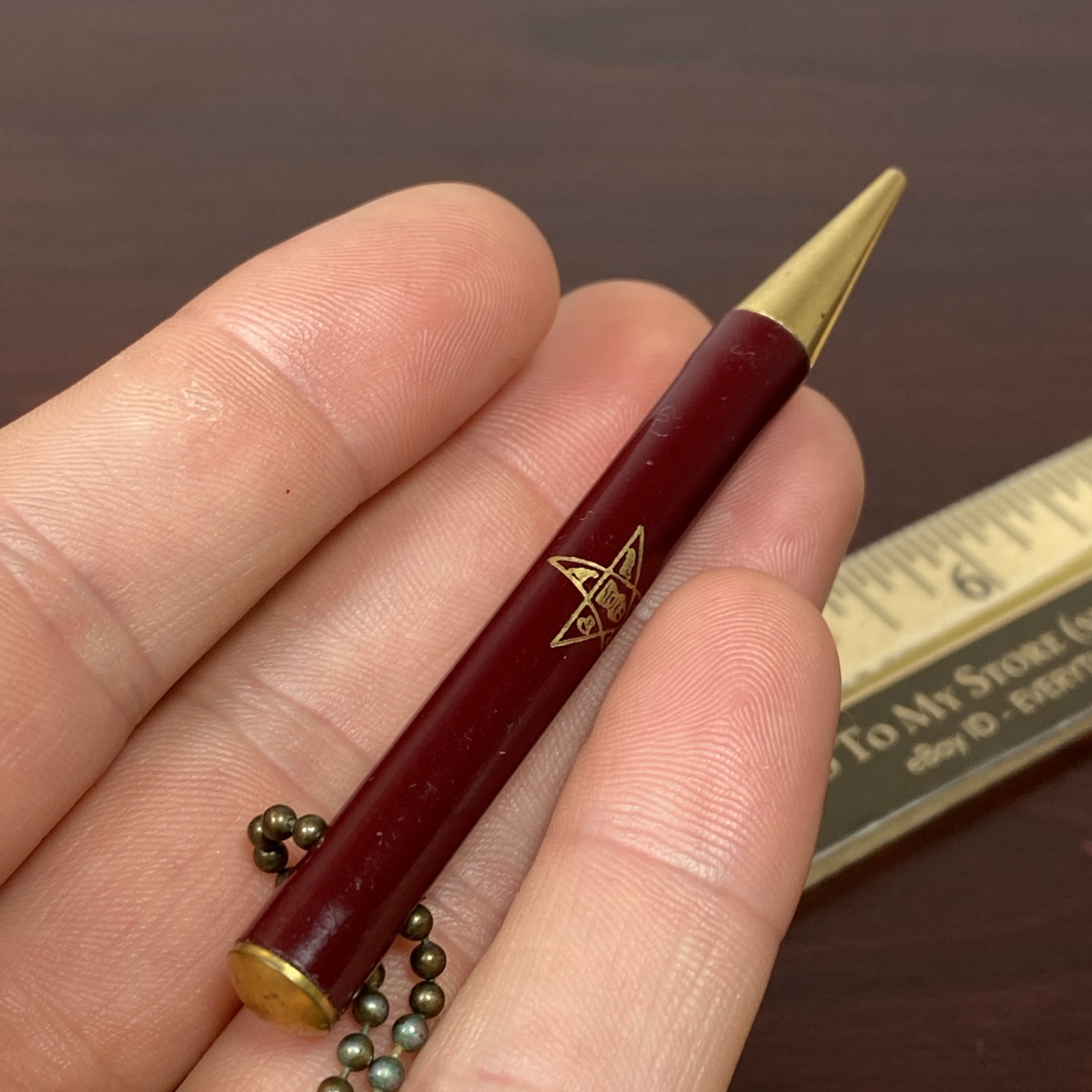 Masonic OES Order Of The Eastern Star Mechanical Pencil VTG Keychain Bead Chain