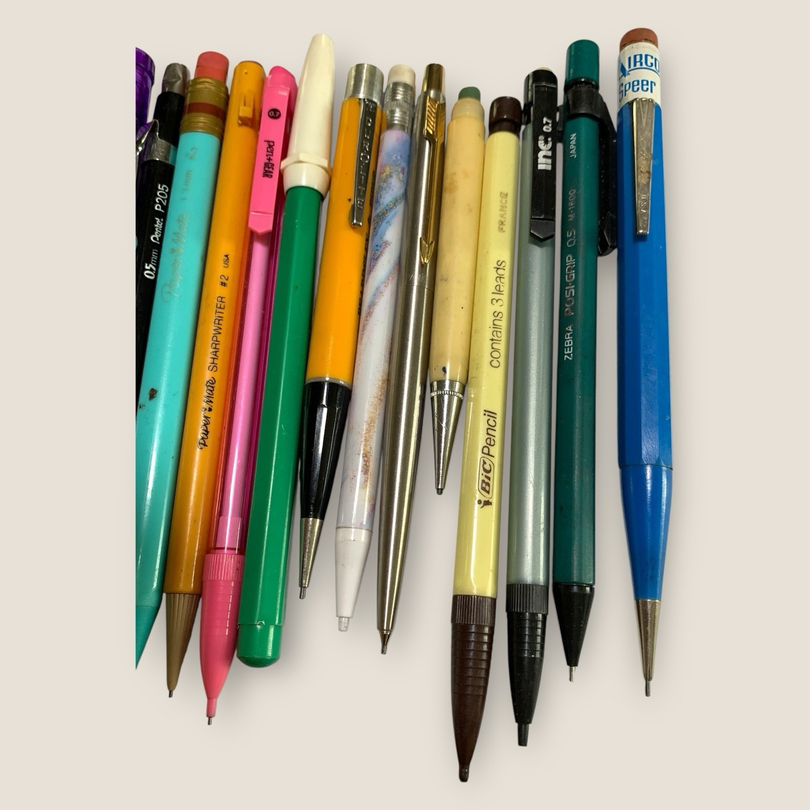 Vintage Mechanical Pencil Lot Erasers Leads Zebra Pentel Papermate Bic Parker