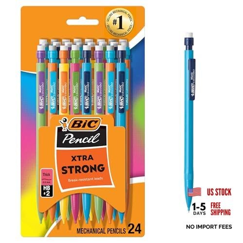 Xtra Strong Mechanical Pencils with Erasers 24 Count (Pack of 1) Thick Point