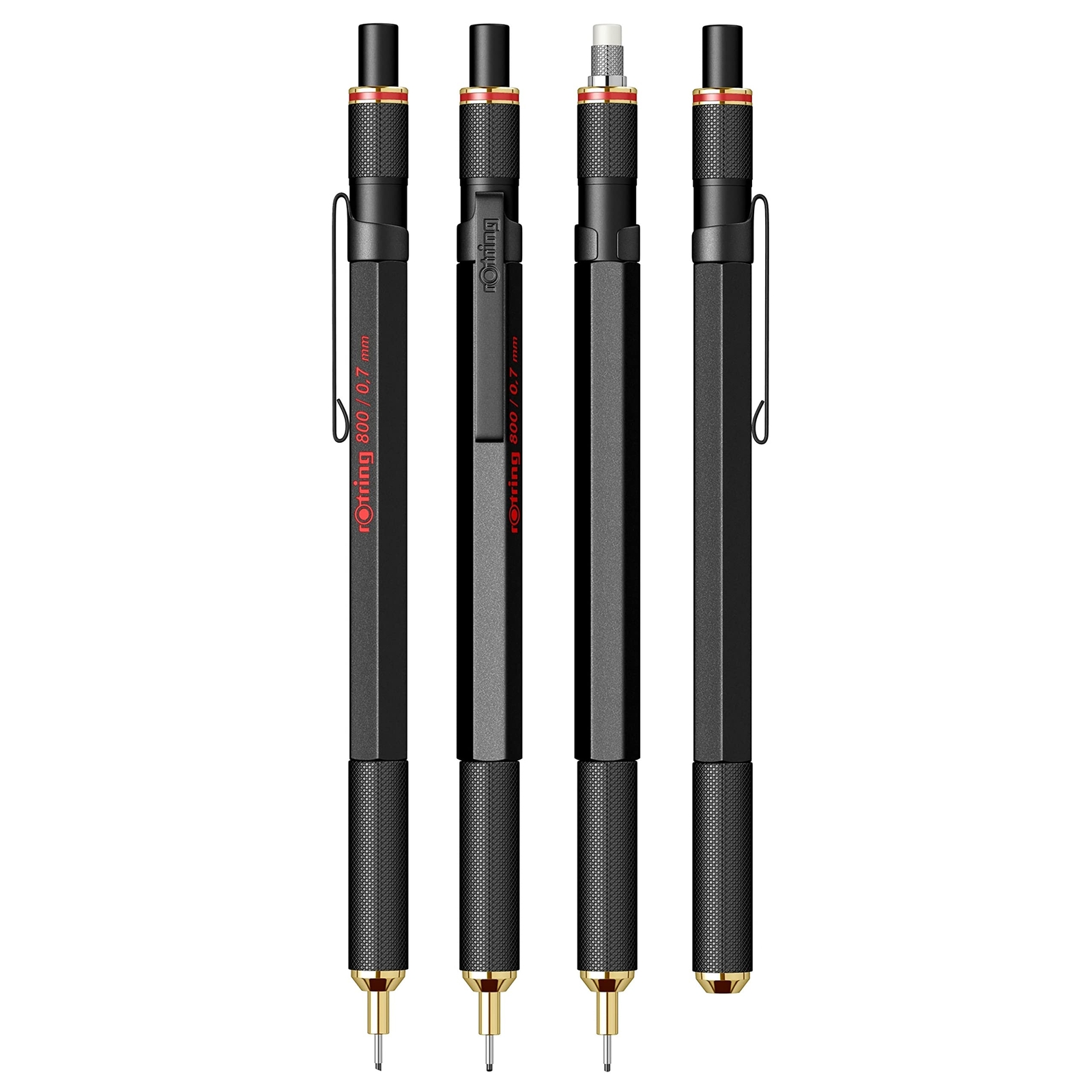 Rotring 800 0.7mm Mechanical Pencil Black Metal Body Twist and Click Design