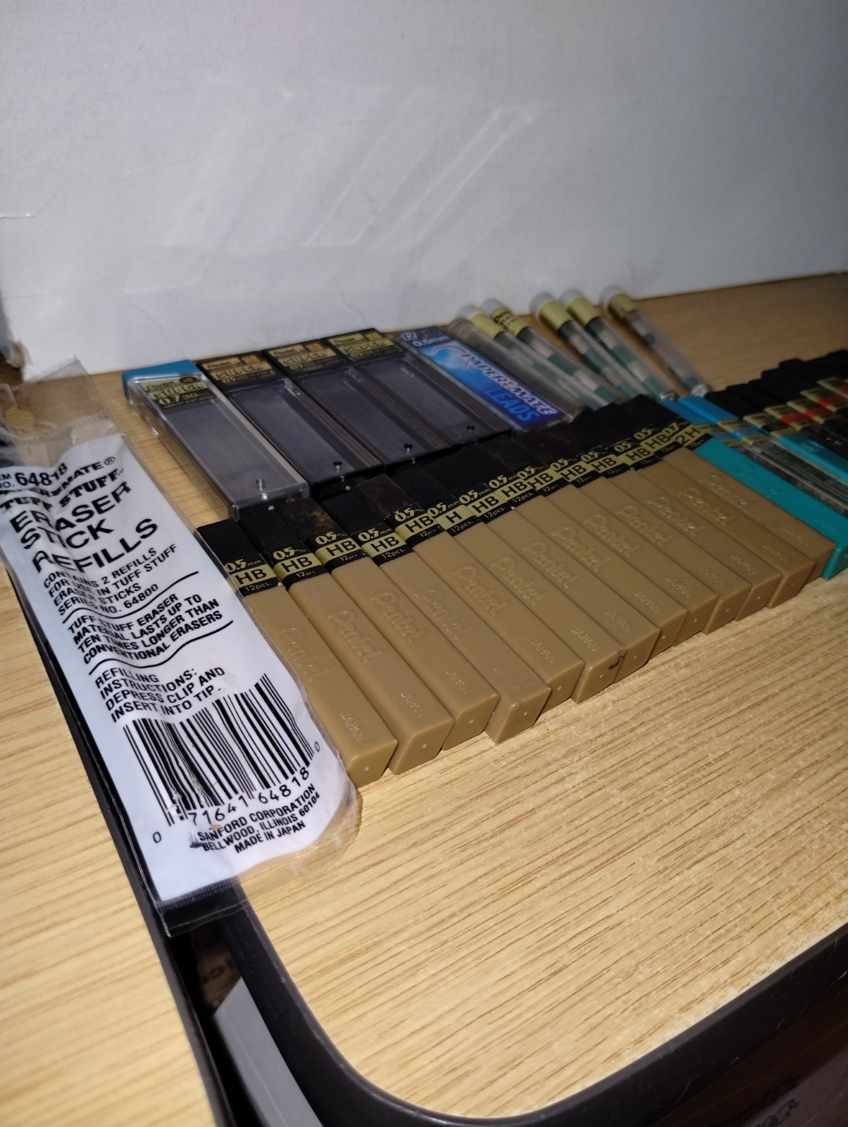 Big Large Lot of 36 Mechanical Pencil Lead & Eraser Refills Pentel Paper Mate