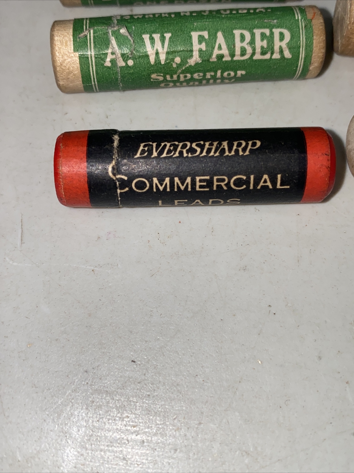 vintage wood tube pencil leads X8 opened faber dixon eversharp red Blue Black