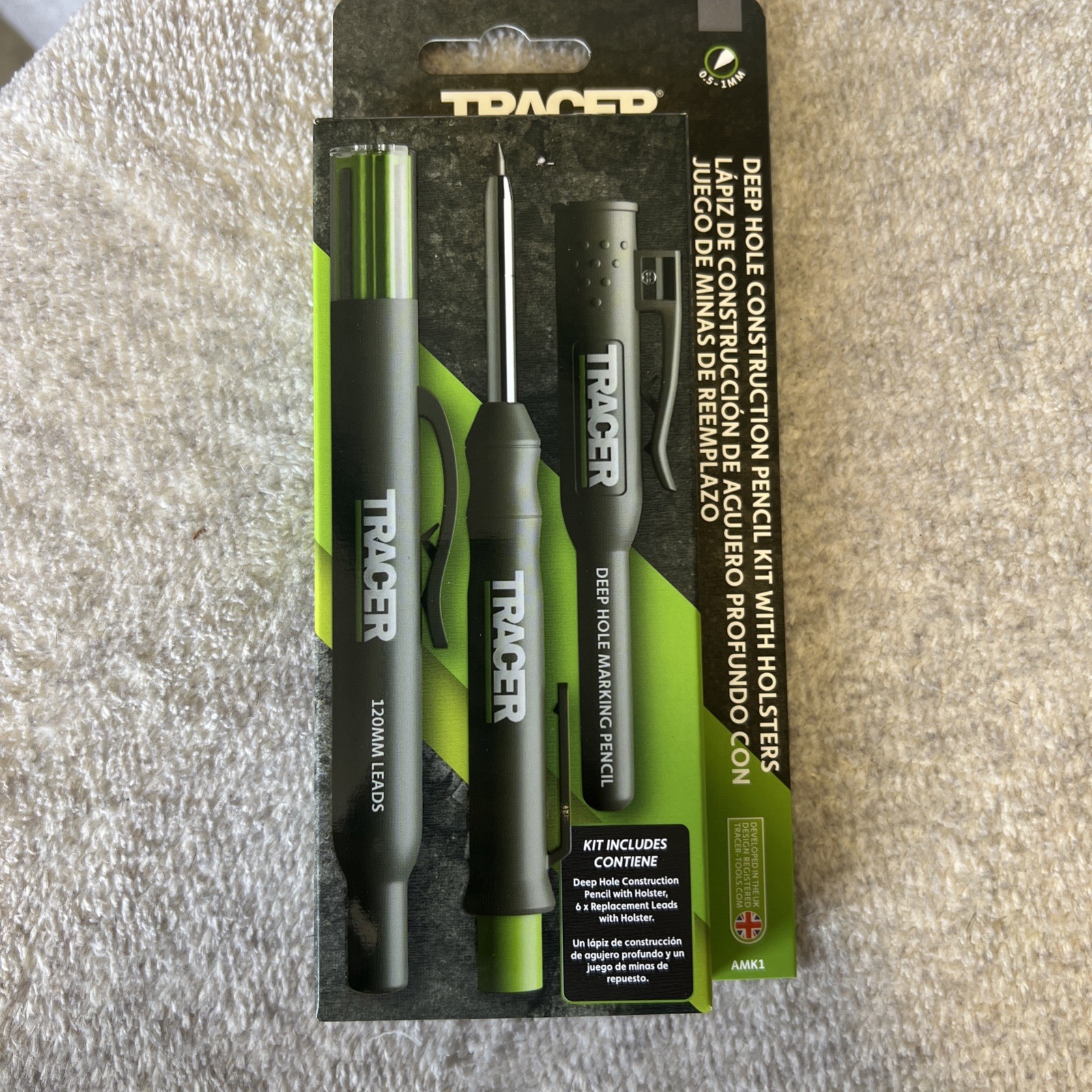 Construction Pencil Set Deep Hole Marker TRACER Pro Metal with Holster 6 Lead