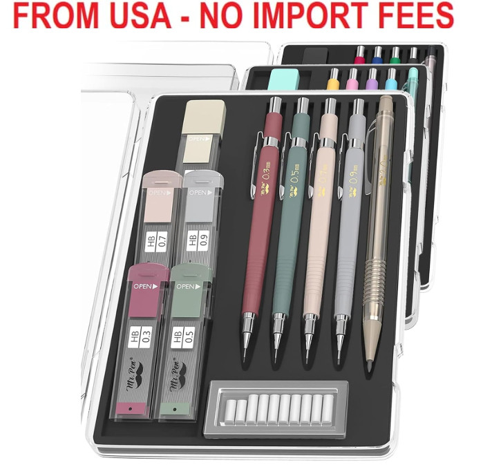 Mr. Pen- Art Mechanical Pencil Set, 5 Sizes (0.3, 0.5, 0.7, 0.9, 2.0mm) | 5 HB L
