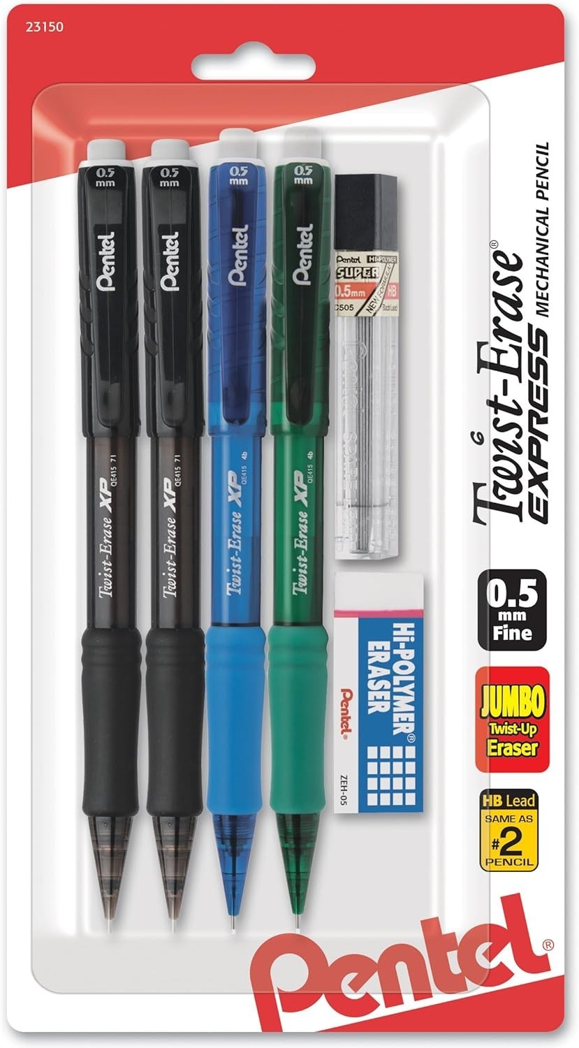 0.5mm Twist-Erase Mechanical Pencil with Soft Grip & Color Options for Comfort