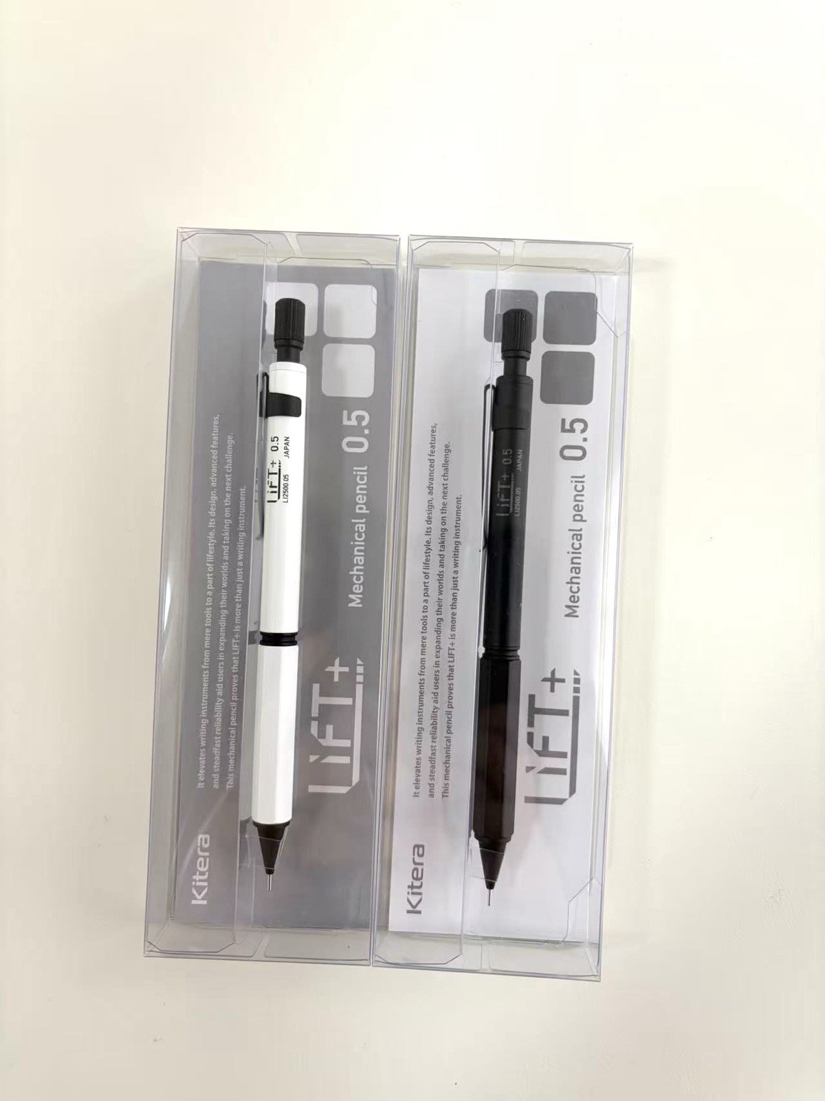 Kitera LIFT+ Mechanical Pencil 0.5mm Set Black & White Made in Japan Drafting