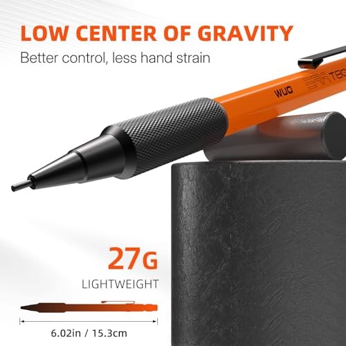 1.3mm Mechanical Pencil Set with 72 Lead Refill, 3 Eraser, 20 3 Pack (Orange)