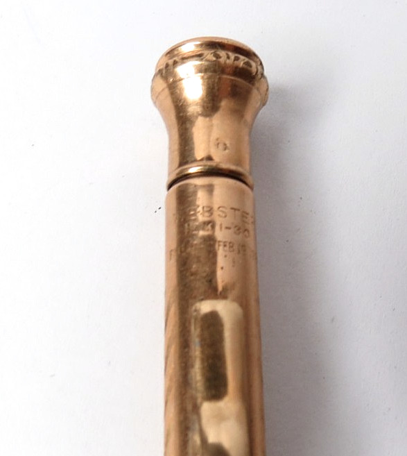 ANTIQUE WEBSTER YELLOW 12K GOLD FILLED MECHANICAL PEN PENCIL
