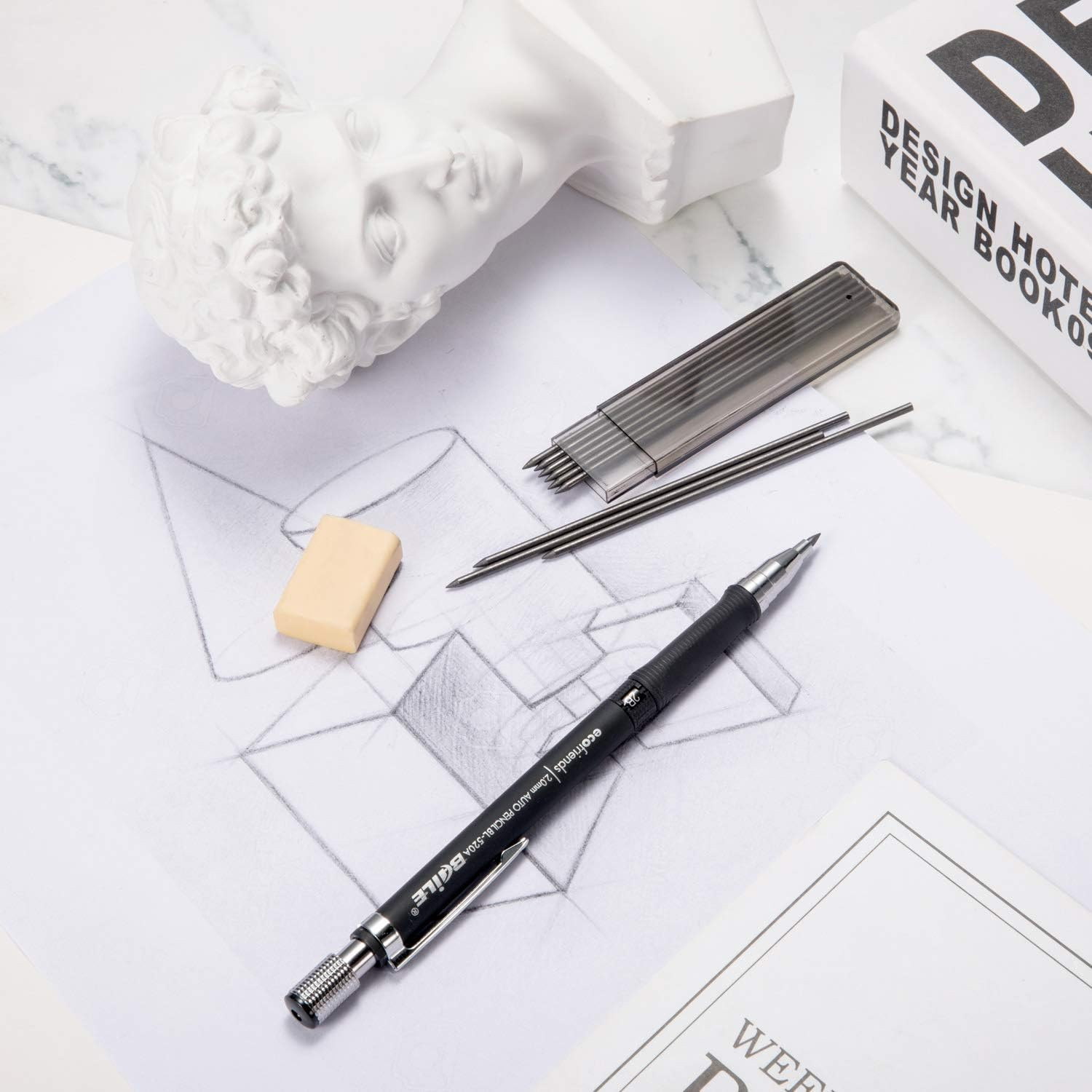 21 Pieces 2.0 Mm Mechanical Pencil Set, 9 Pieces Automatic Pencils 12 2 Mm Mecha