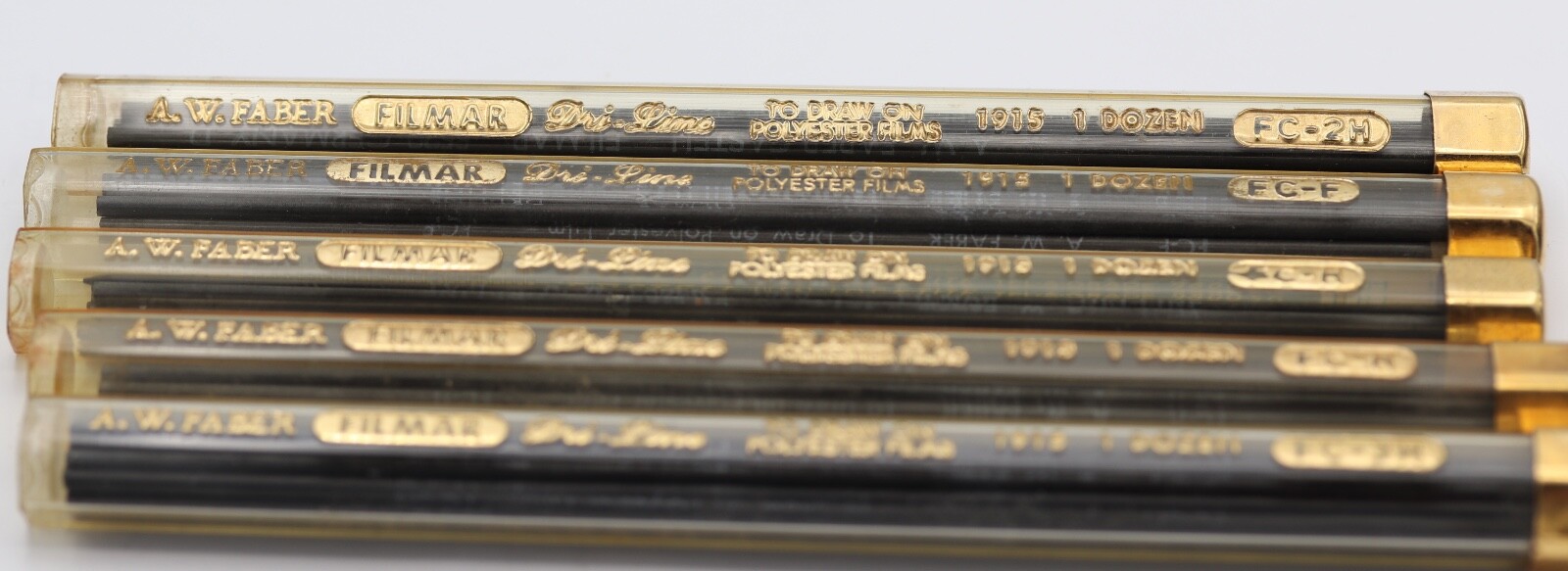 VTG Lot A.W. Faber Drawing Leads Filmar Dri-Line 1915 3H 2H H(2) F + 2 Pencils