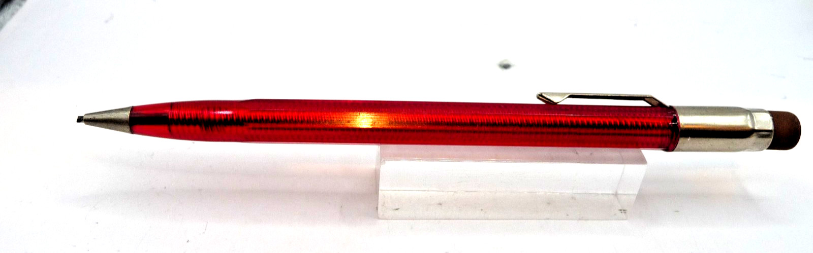 Scripto Vintage Transparent Red l.l mm Pencil-Used-free tin of lead-working