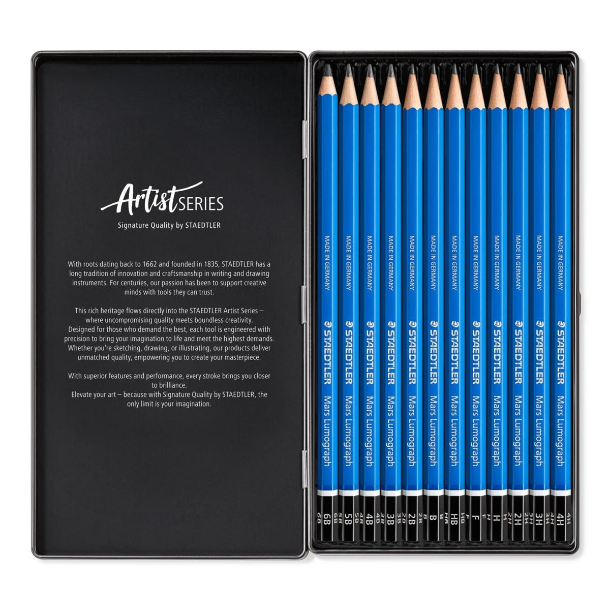 Pencil 6B 5B 4B 3B 2B B HB F H 2H 3H 4H Mars Lumograph 100 G12 STAEDTLER