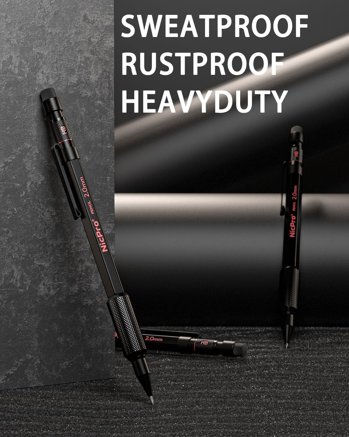 3 Pack 2Mm Mechanical Pencils Set with Case, 33 Graphite Lead Refills (4B 2B HB