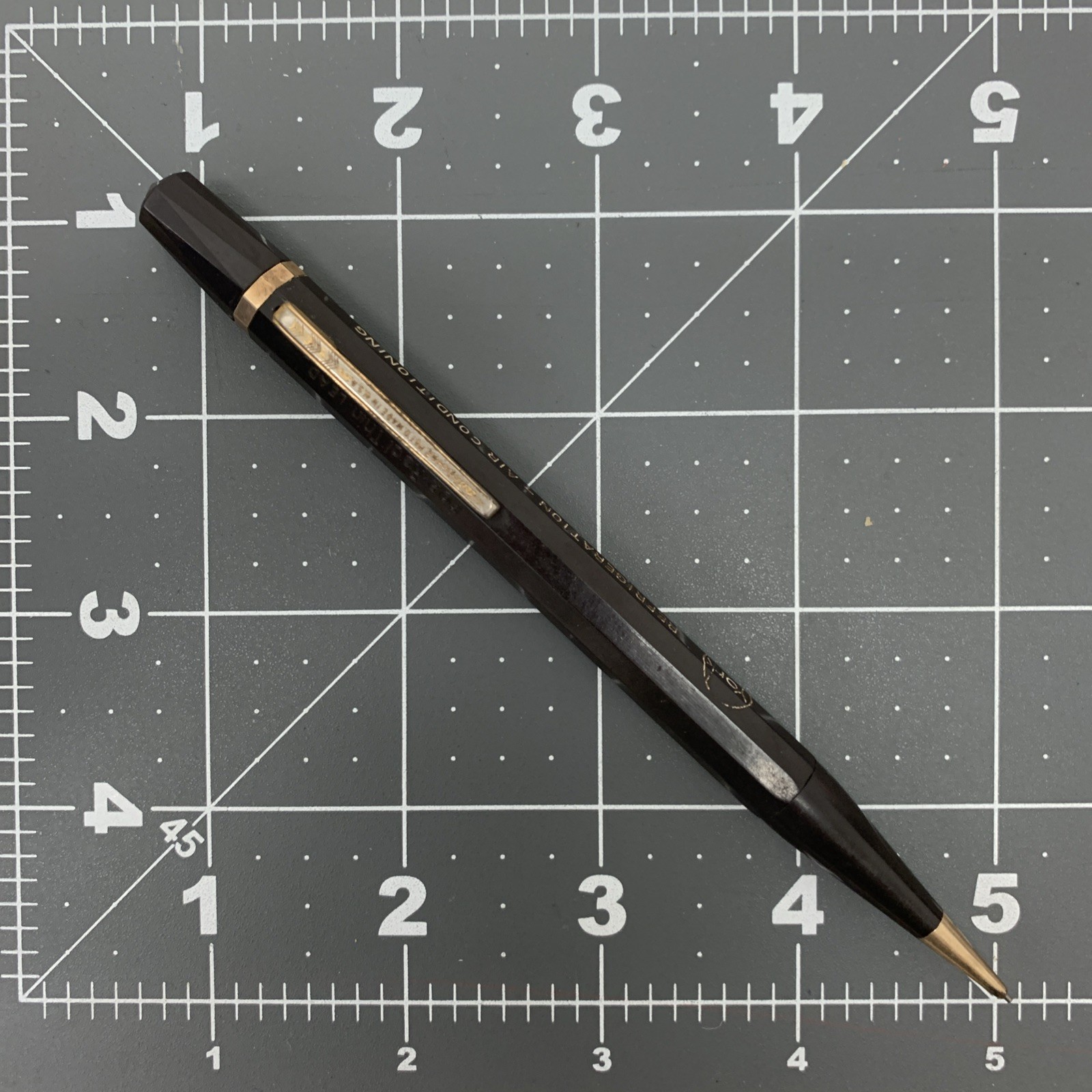 Vintage Auto point YORK Ad Mechanical Pencil Black Gold Made In USA * No Lead