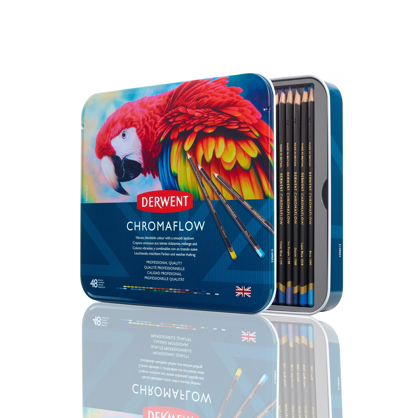 Derwent Chromaflow Colored Pencils Tin, Set 48 Count (Pack of 1), Multicolor