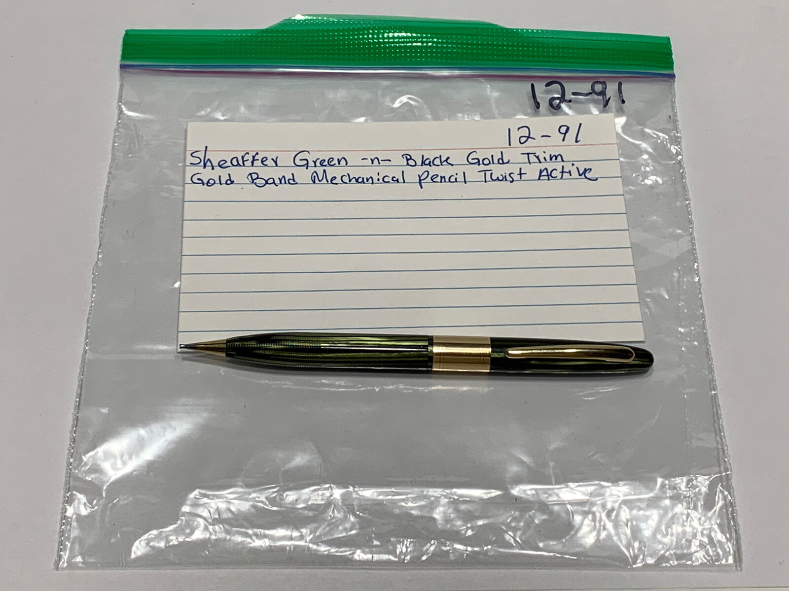Sheaffer Green & Black Gold Trim Gold Band Mechanical Pencil Twist Active