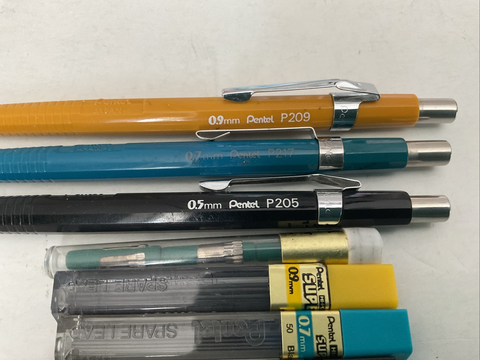 Pentel Sharp Mechanical Drafting Pencils Set 0.5 0.7 0.9mm Lead Erasers Lot R160