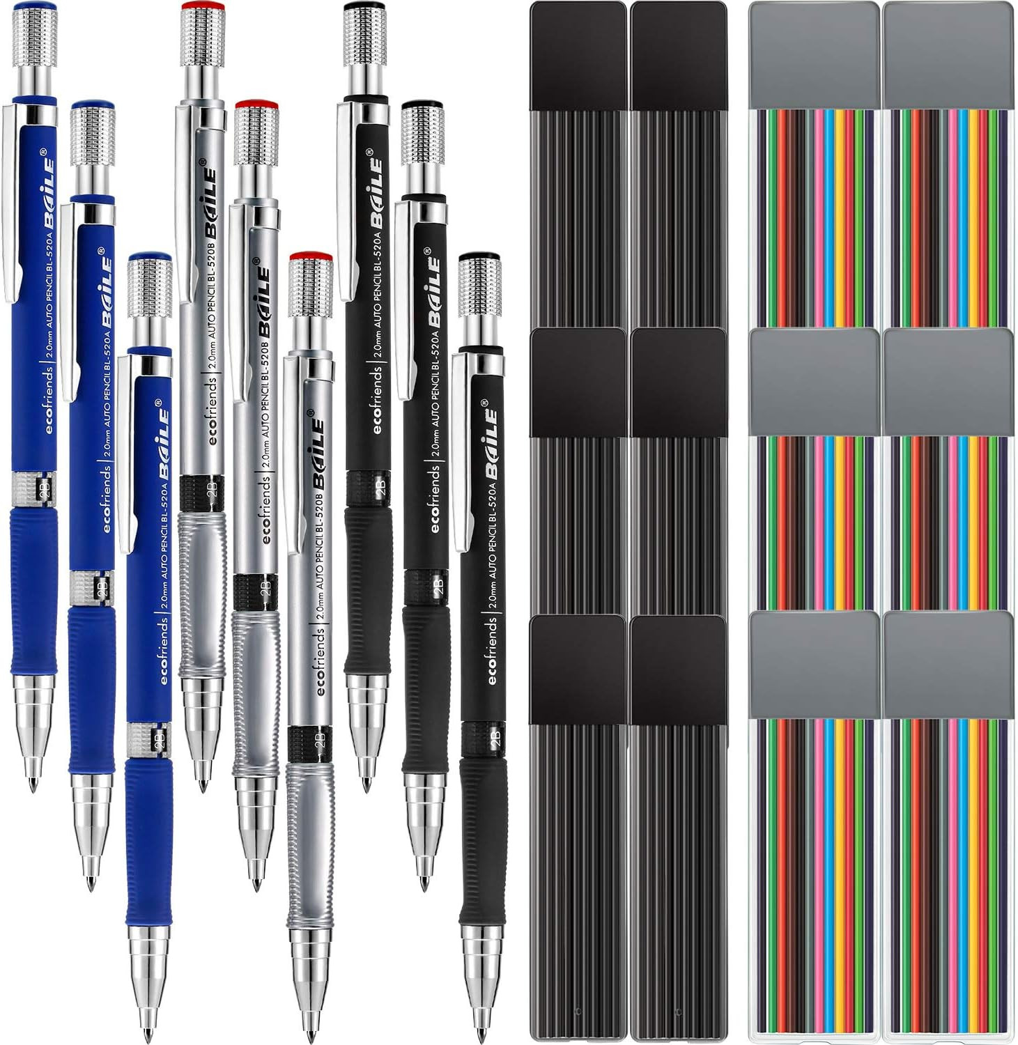 21 Pieces 2.0 Mm Mechanical Pencil Set, 9 Pieces Automatic Pencils 12 2 Mm Mecha