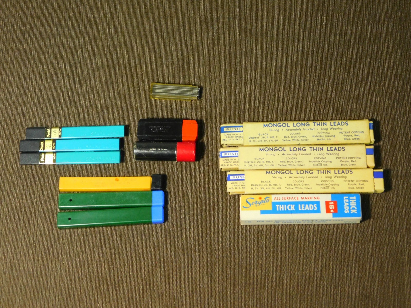 VINTAGE MECHANICAL PENCIL LEADS LOT SCRIPTO MONGOL PENTEL EVERSHARP FINELINE++