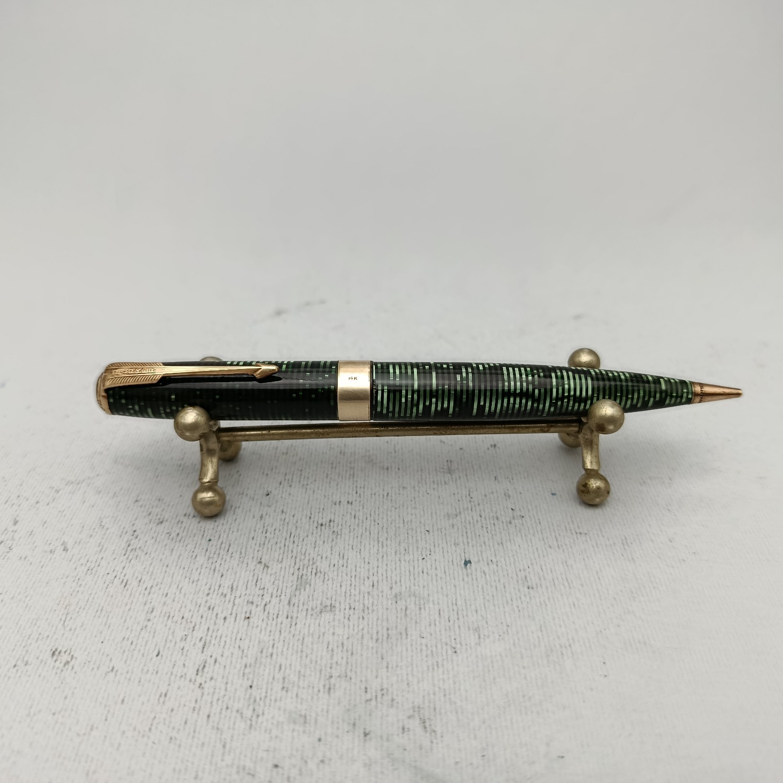 Parker Vacumatic Major Mechanical Pencil SOLID 14K Band Canada Emerald Pearl VTG