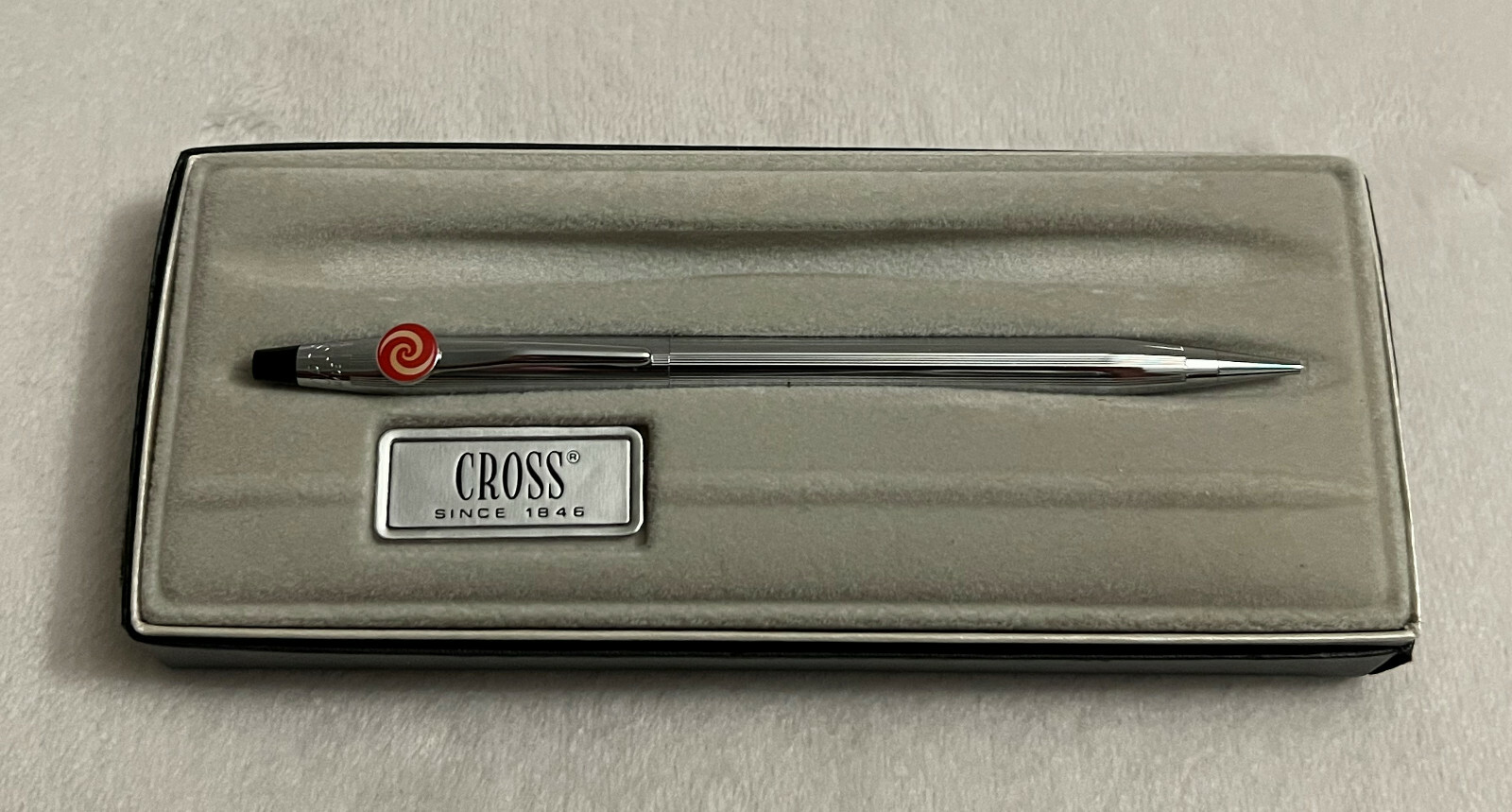 Cross Chrome Mechanical Pencil – Red & White Swirl – Made in the USA
