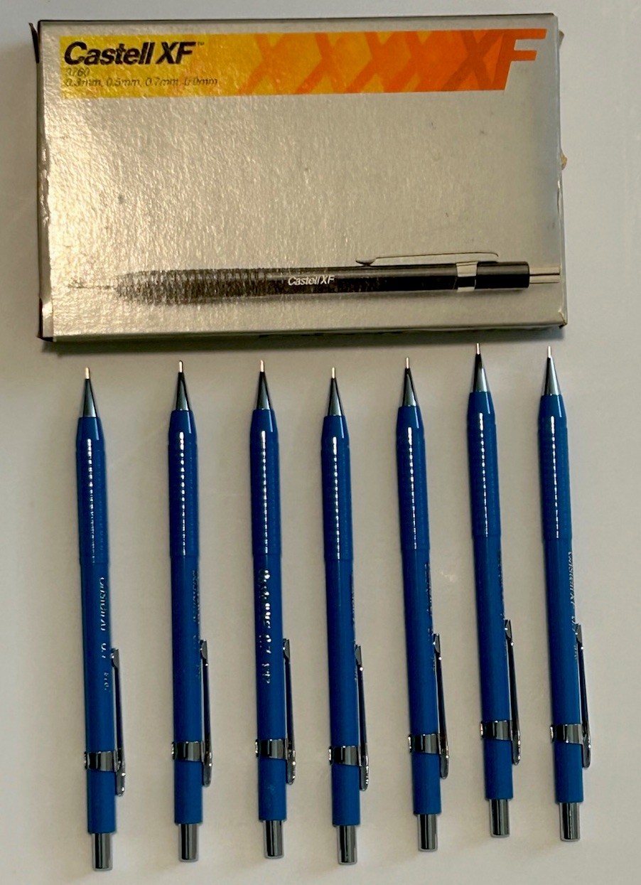Vintage Faber Castell XF 9767 (7) Mechanical Pencils 0.7mm blue Japan
