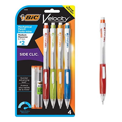 Velocity Side Clic Mechanical Pencils, With Colorful Barrel, Medium 0.7 mm