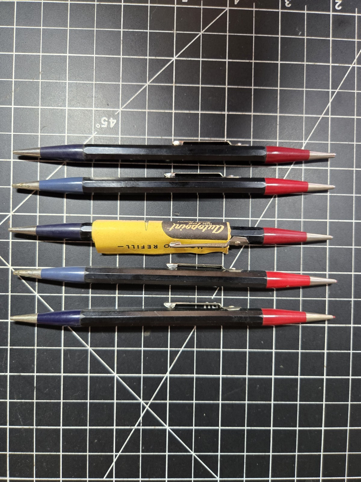 Vintage Autopoint Twinpoint US Government Red Blue Black Mechanical Pencils Lot