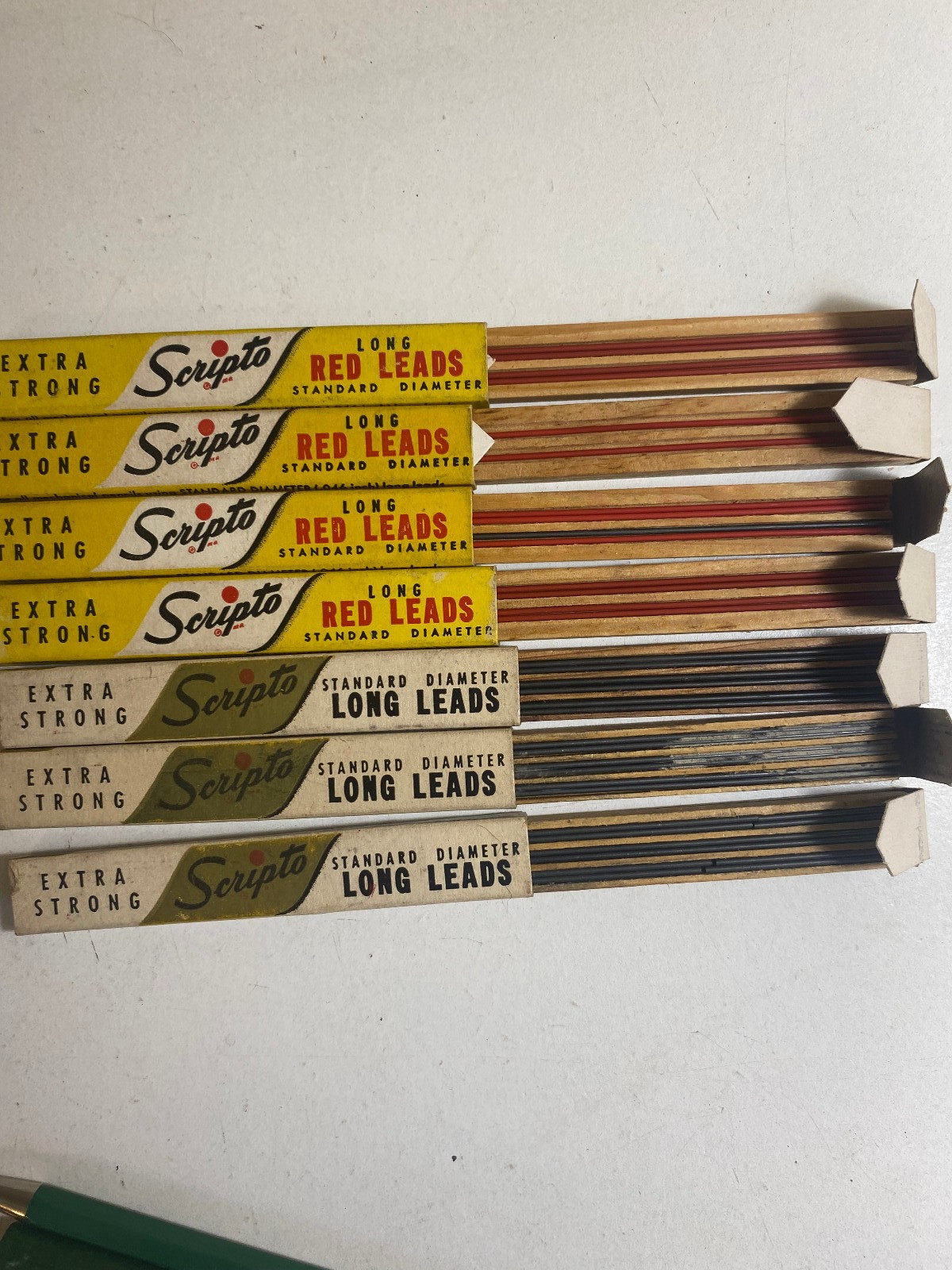 Vintage Scripto E 440 Extra Long Strong Black Leads & E 520 Red Leads Lot of 7