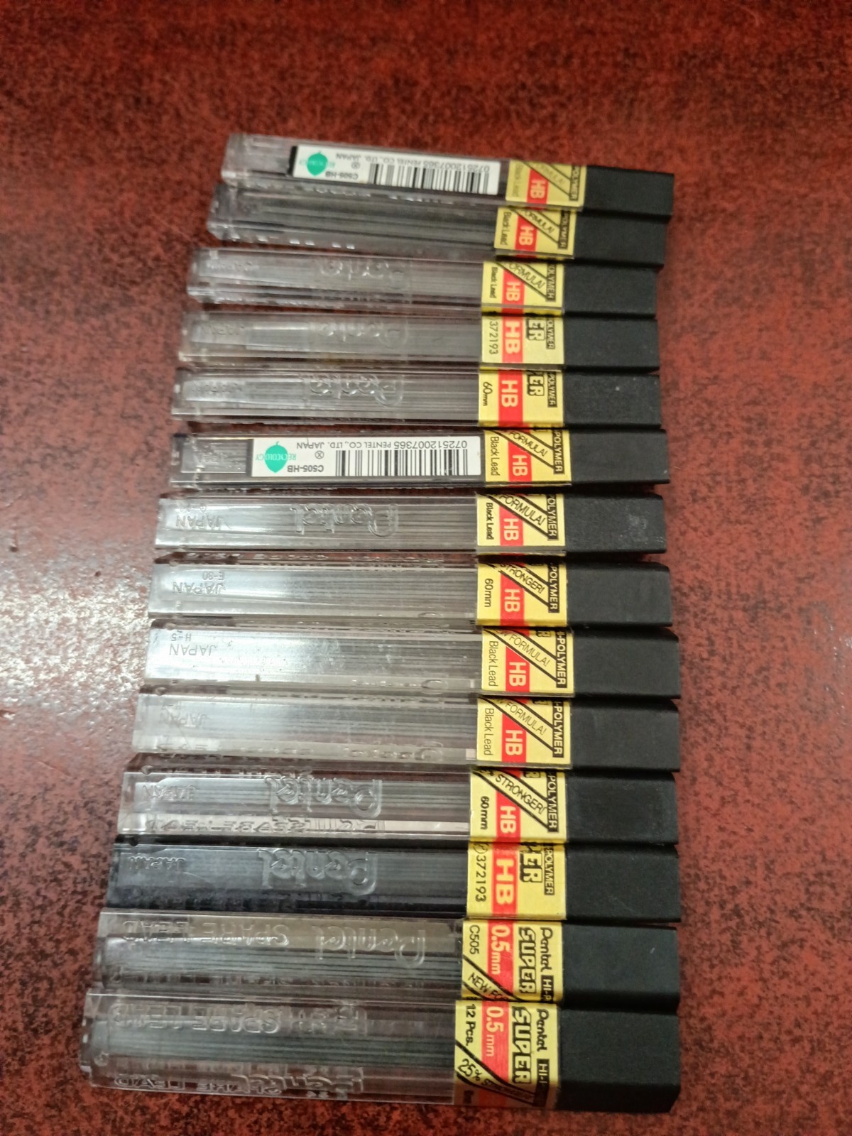 ONE TUBE Pentel Mechanical Pencil Refill Lead 0.5mm HB Hi-Polymer 12 pcs