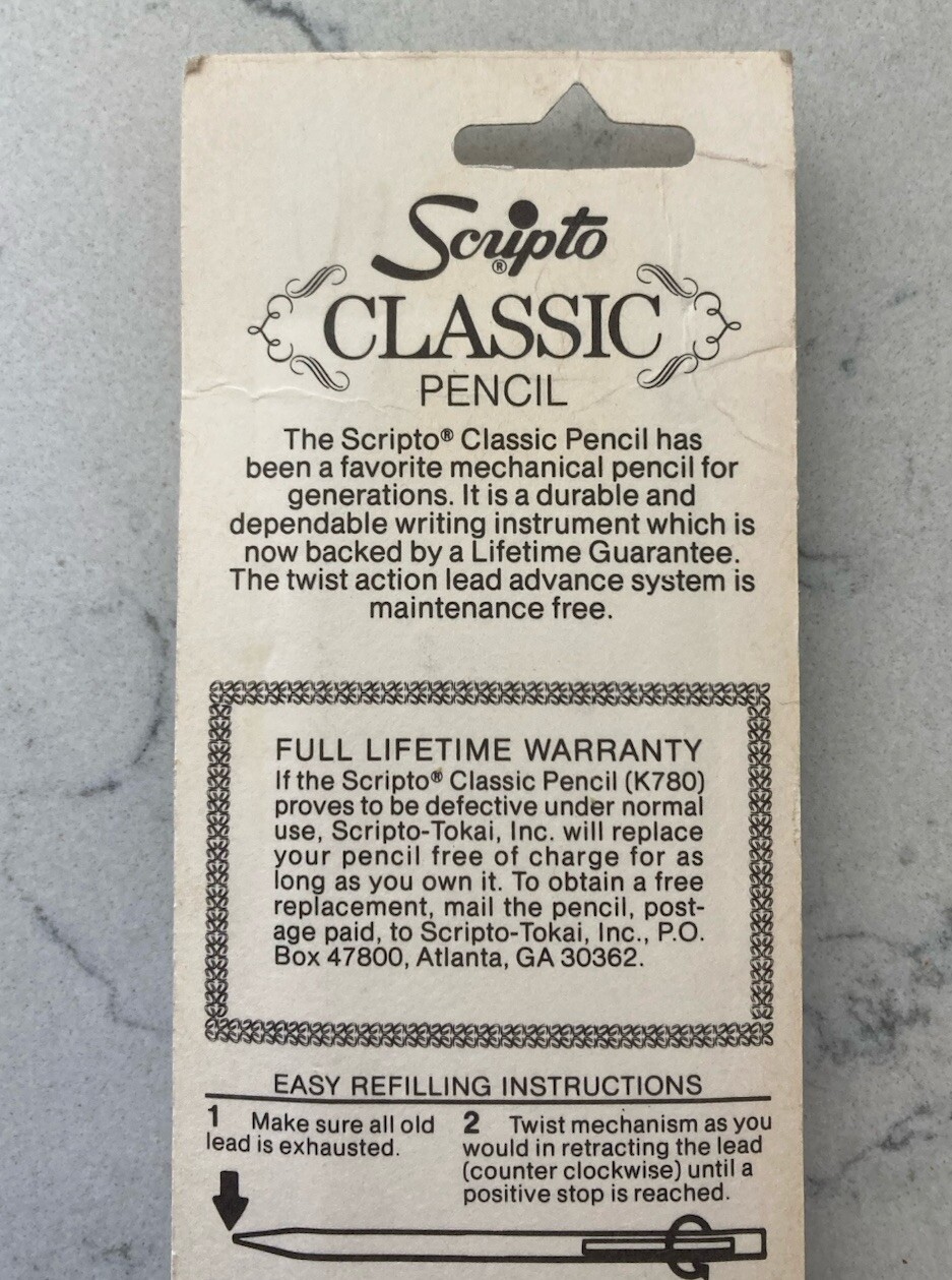 Vtg 1985 Scripto Classic Long Lead Pencil & Lead Pack B319 Red Clear Rare New