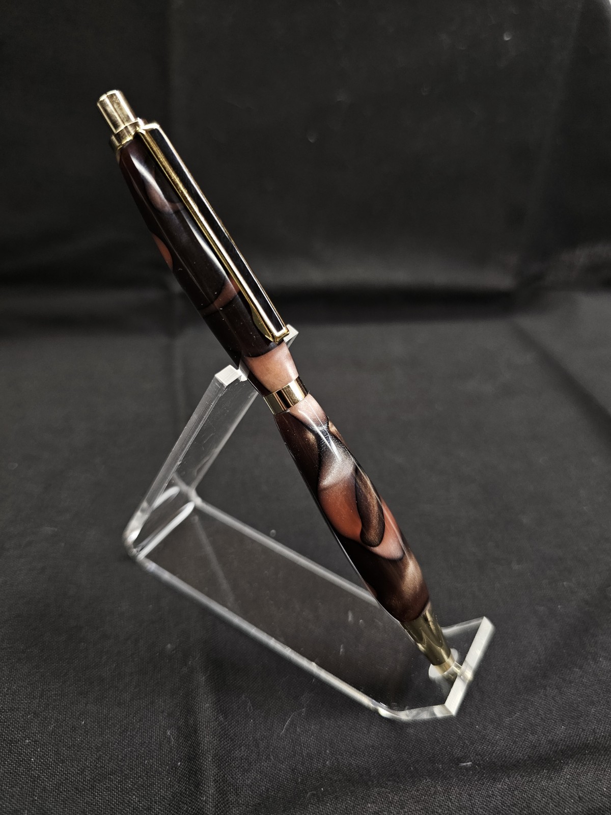 Slimline Mechanical Pencil In Gold with A Rose Swirl Acrylic