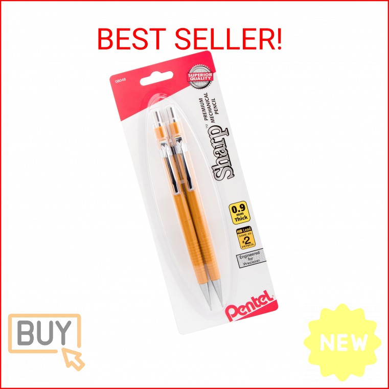 Pentel® Sharp™ Automatic Drafting Pencils, 0.9 mm, Black, Pack Of 2
