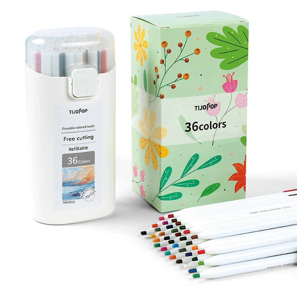 Mechanical Colored Pencils,3.0mm 36Color Erasable Mechanical Pencil Set with …