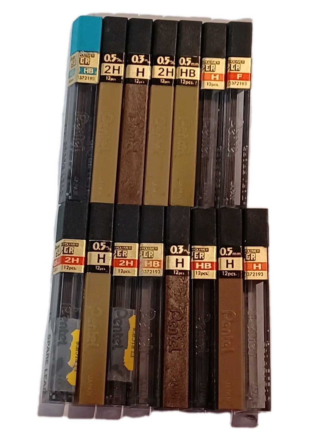 Pentel Mechanical Pencil Refill Lead Mixed Lot of 22 Tubes HB 0.5mm 0.7mm 0.9mm