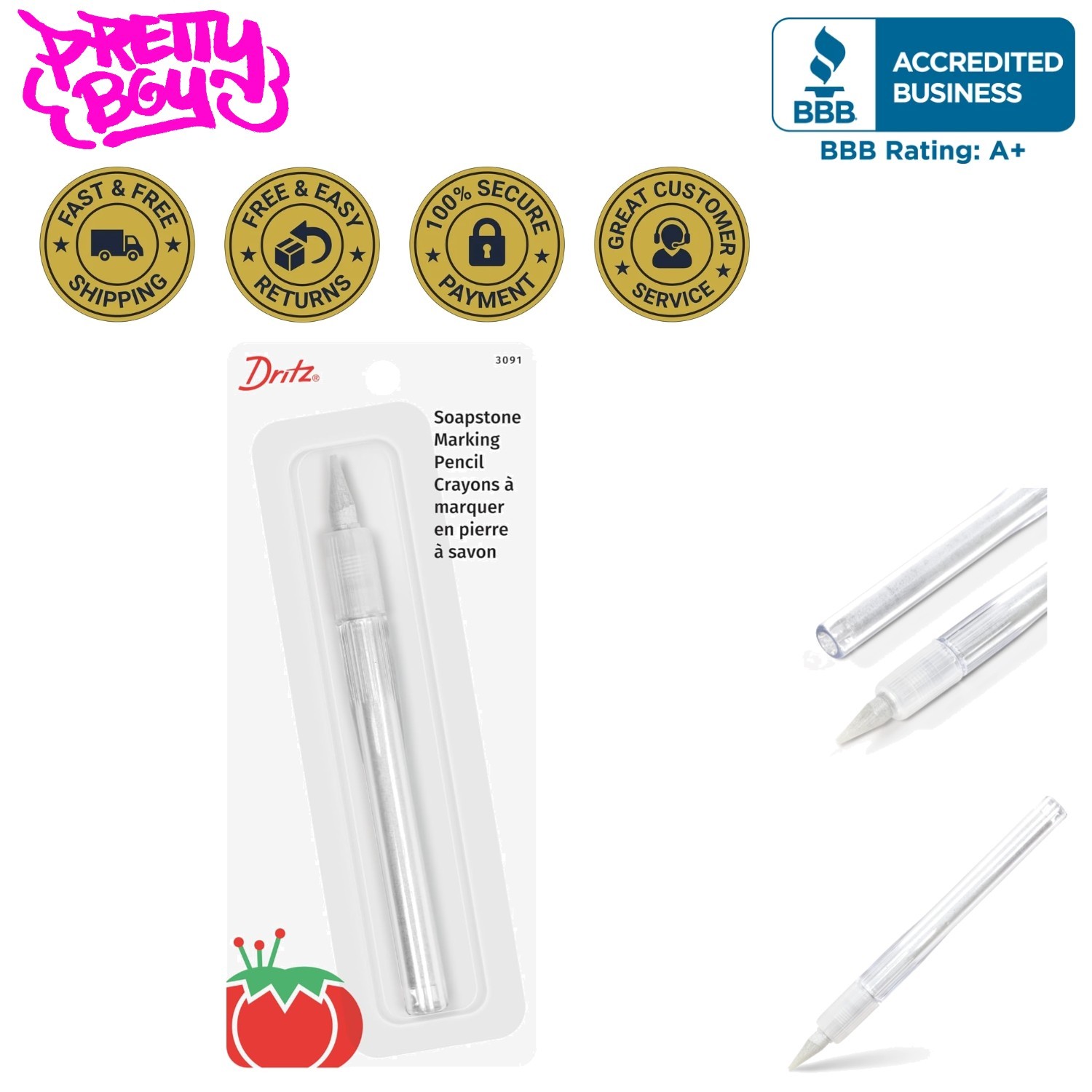 Lightweight Soapstone Marking Pencil – Effortless Fabric Marking, Easy Cleanup