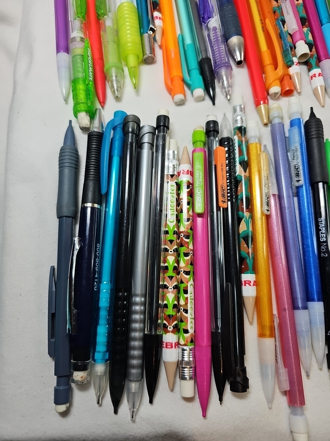 Lot of 100 Click MECHANICAL PENCILS Advertising Bic Pentel PaperMate Pentech +