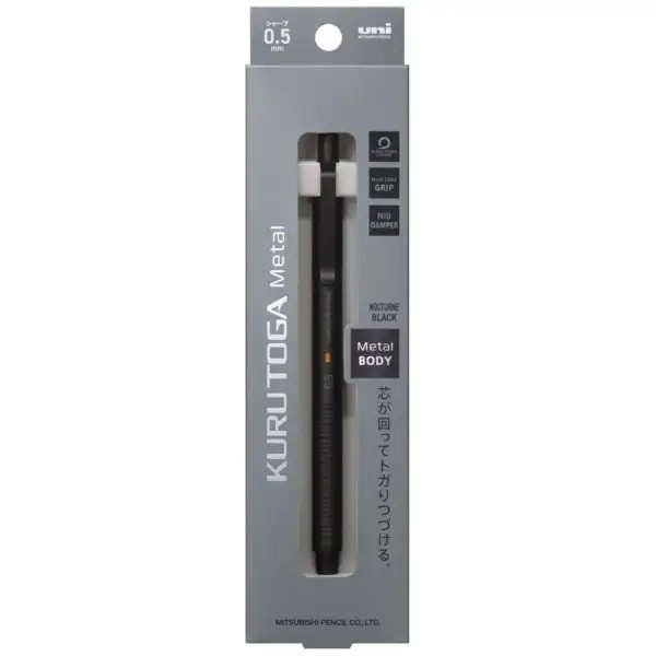 Uni KuruToga Metal Mechanical Pencil Nocturne Black 0.5mm M5KH1P.24 NEW Japan