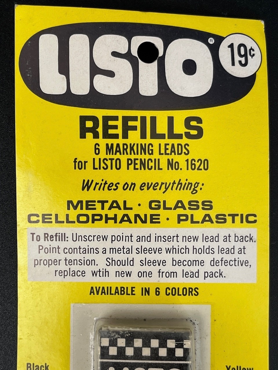 Vtg Listo Pencil Refills No. 162 Black Leads NOS Sealed 1950s–60s Advertising